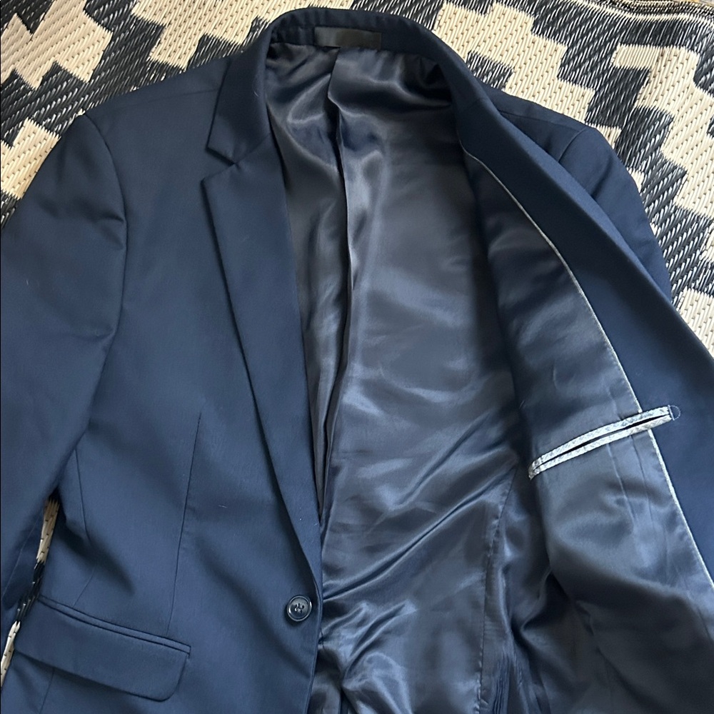 Youth Sz L Custom Slim Fit Black Label Navy Blue Suit - Picture 2 of 5